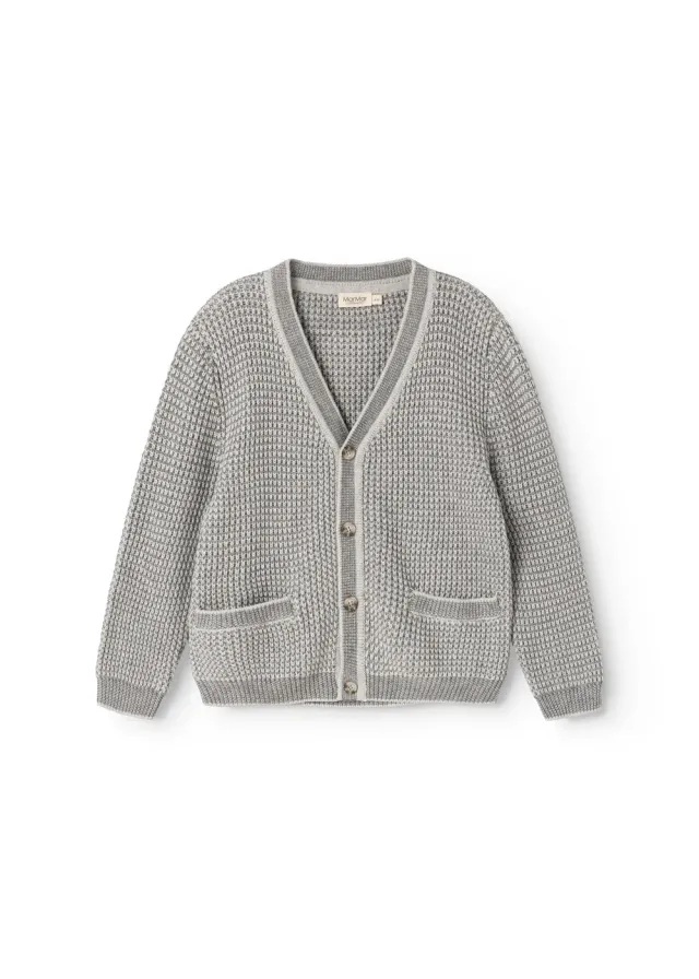 MarMar Tarono strikcardigan Grey Melange Stripe med lommer