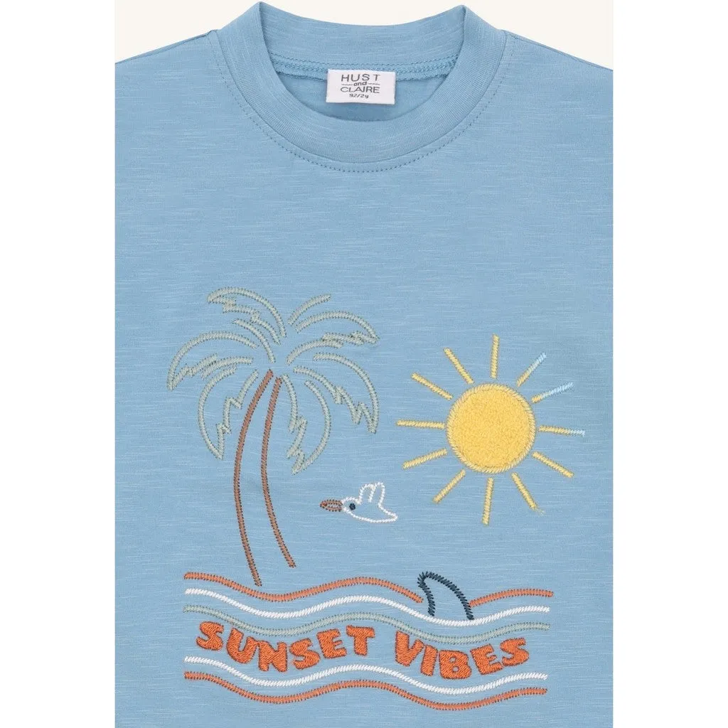 Hust & Claire Arthur Sunset T-shirt Glacier økologisk bomuld