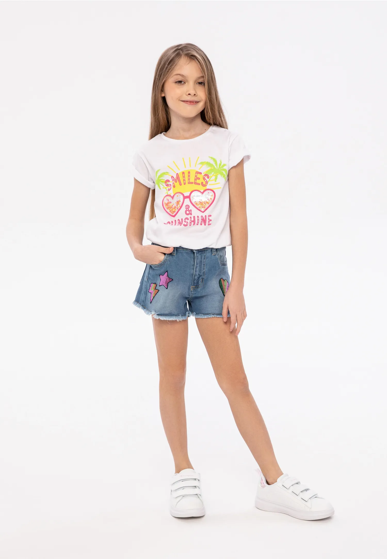 Minoti 38202 t-shirt hvid bomuld palmeprint