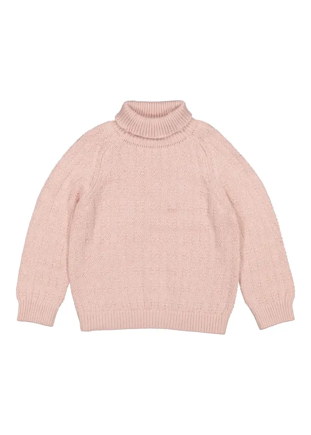 MarMar Talmi Strikbluse Cream Taupe chunky rullekrave