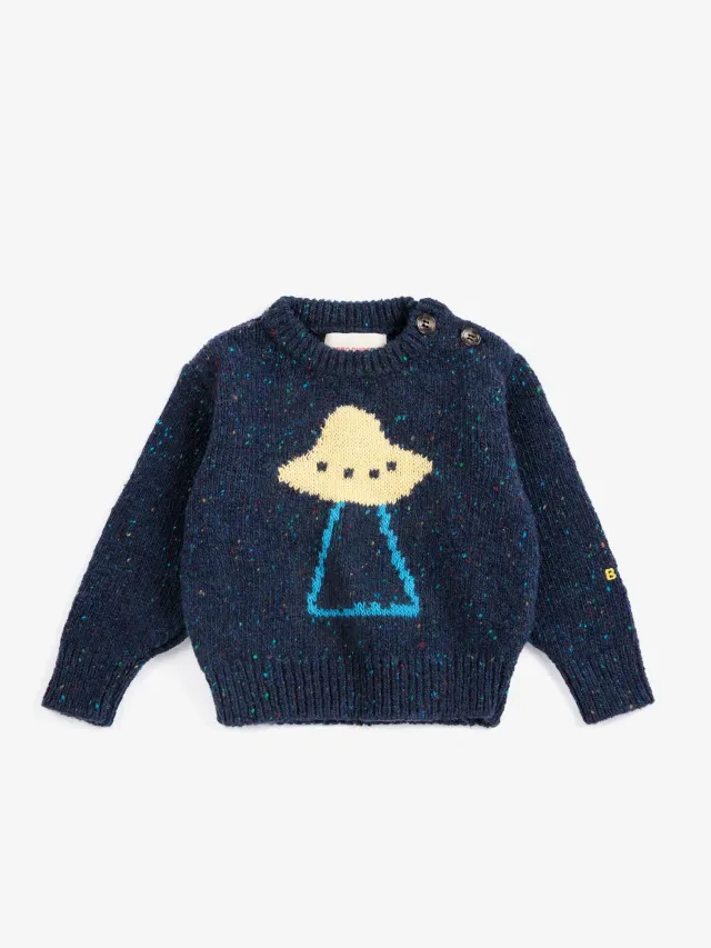 Bobo Choses Pixel Abduction striktrøje blå uld