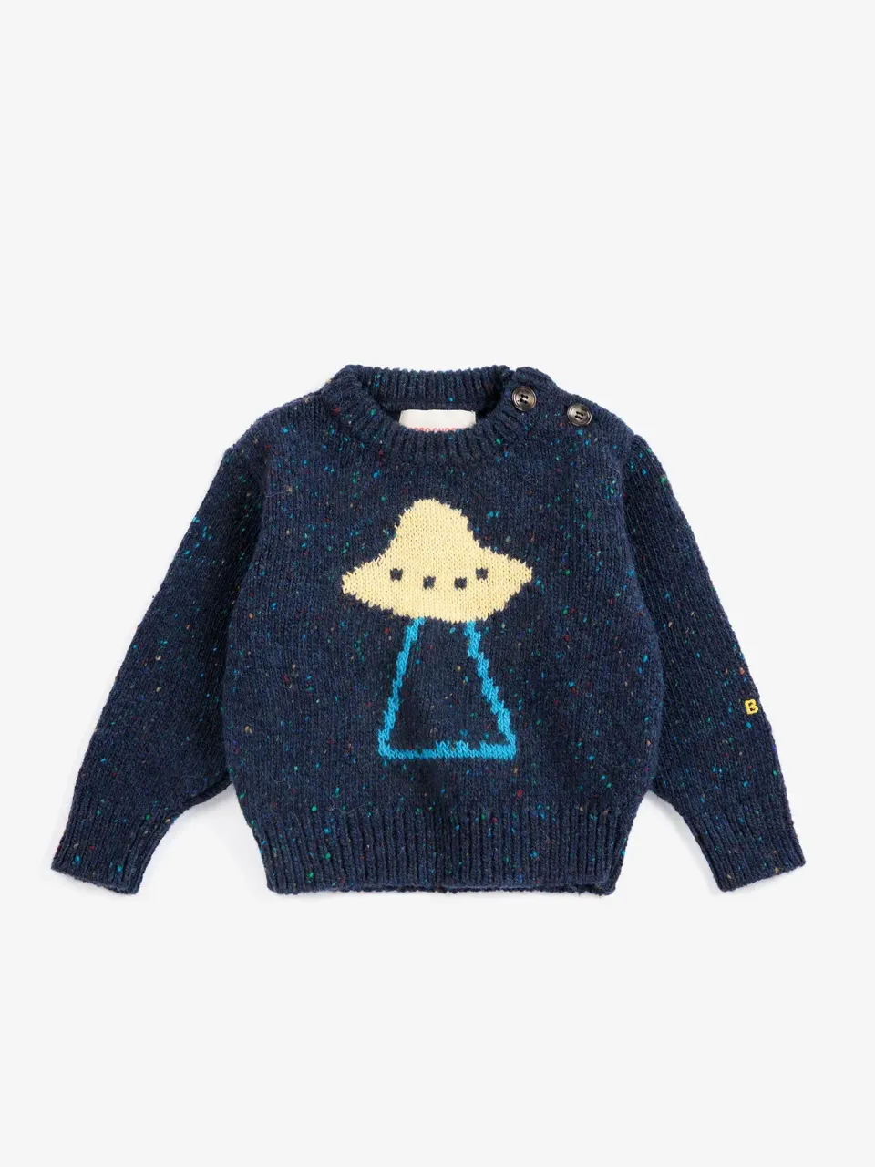 Bobo Choses Pixel Abduction striktrøje blå uld