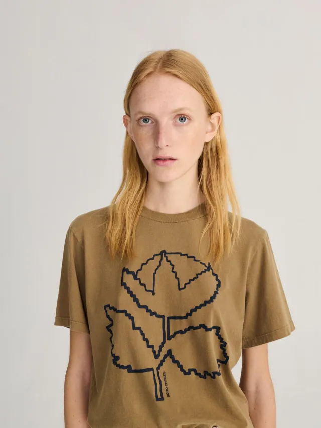 Bobo Choses Vibrant Flower t-shirt khaki løs pasform