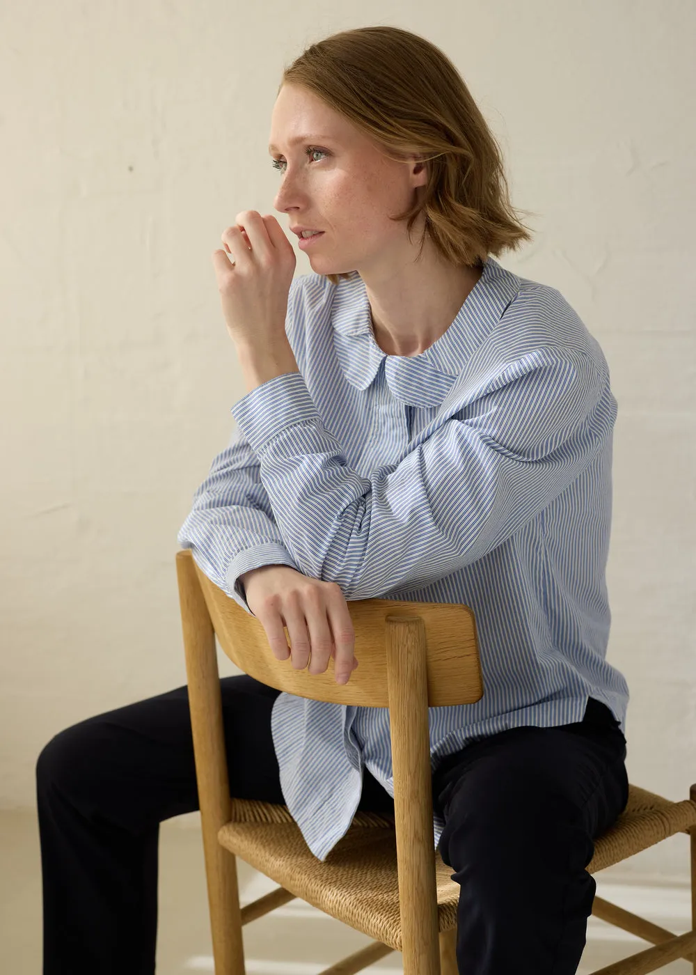 MarMar Copenhagen Toka W skjorte Bolich Blue Strips poplin