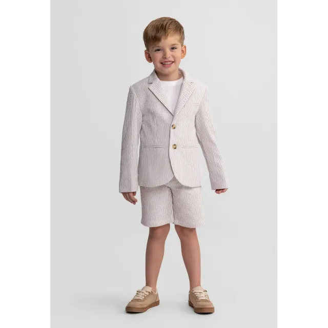 Minoti 44619 habitshorts dreng sand stribet bomuld