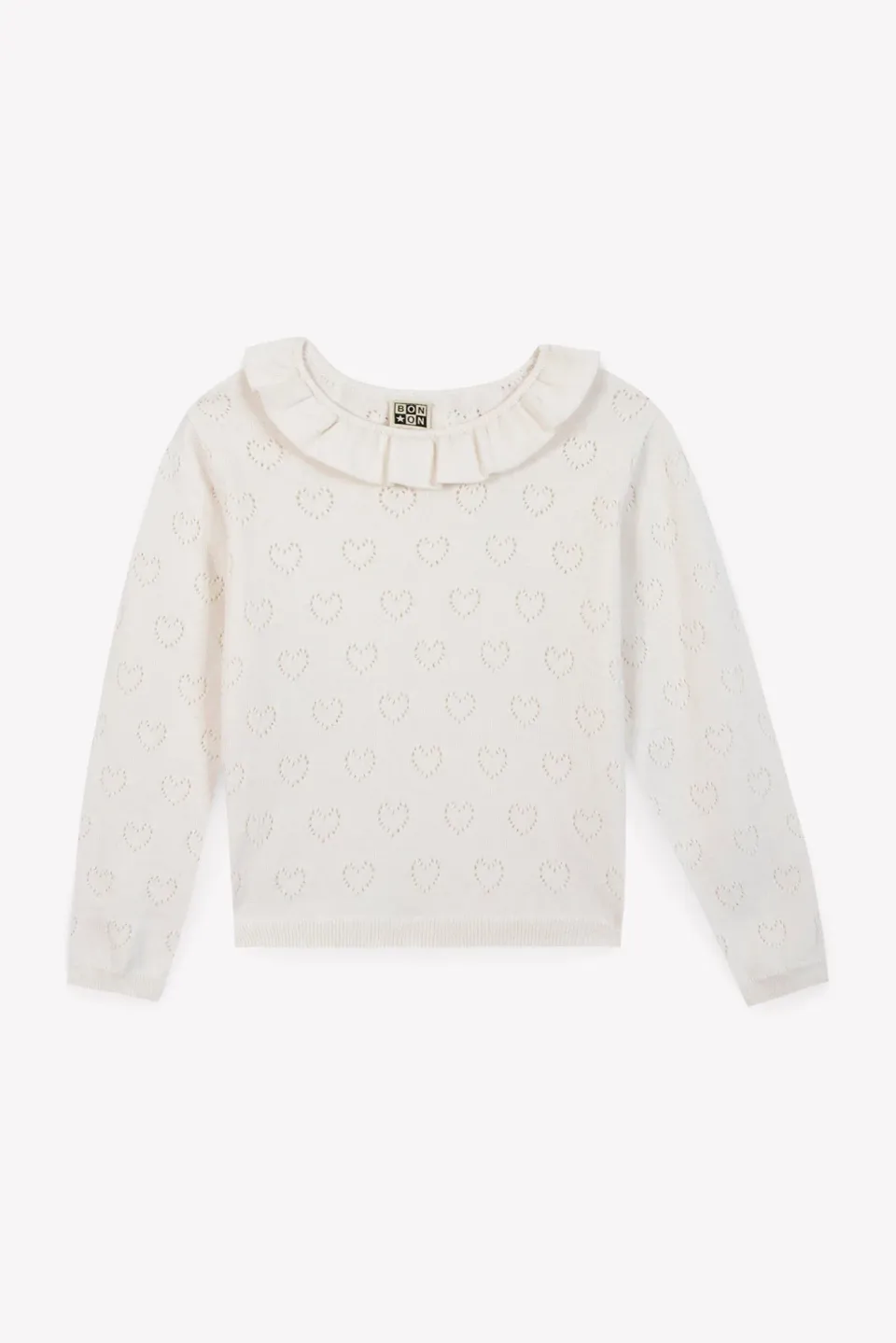 Bonton Milou strik ecru hjerter 2A