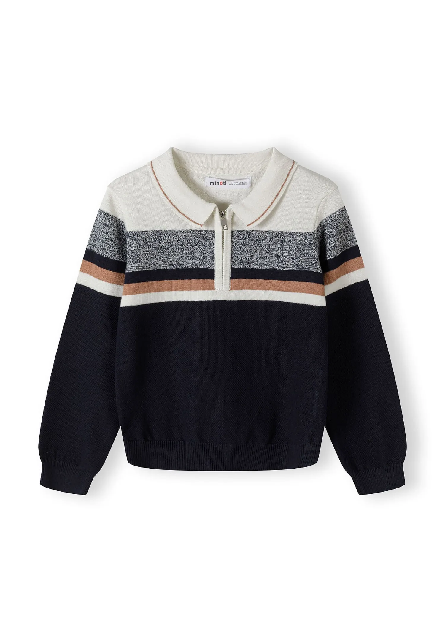 Minoti stribet pullover til drenge creme bomuld