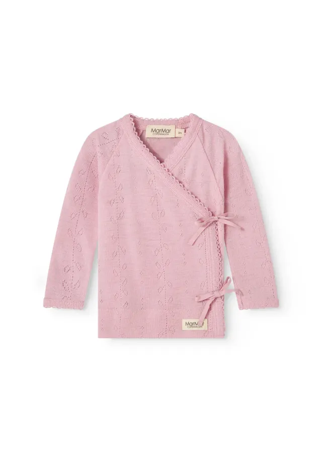 MarMar Tut Wrap LS slå-om bluse Soft Berry uld 0M-9M
