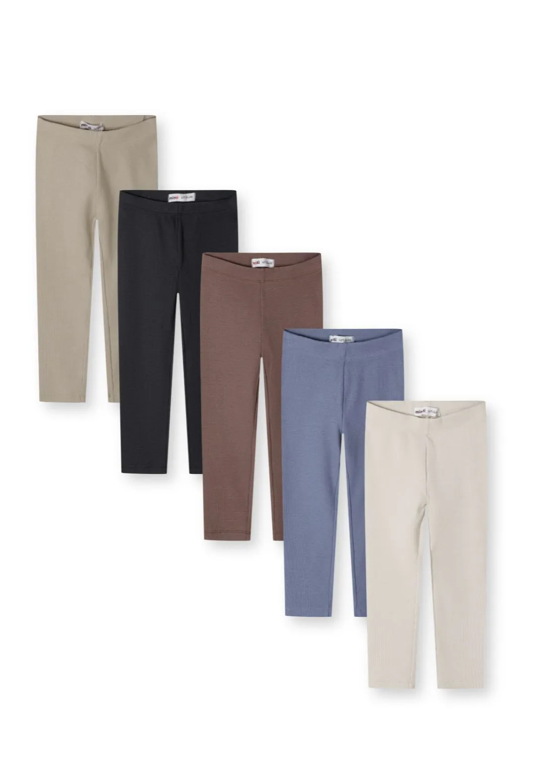 Minoti leggings ribbet 5-pak til piger bomuld