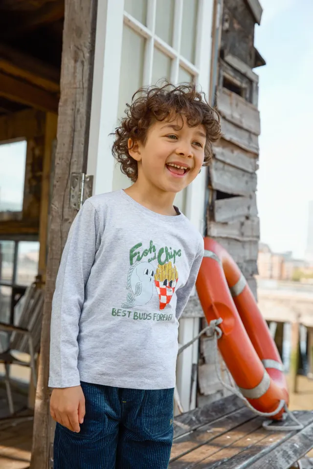 Bonton Taxo Fish Chips T-shirt grå til børn