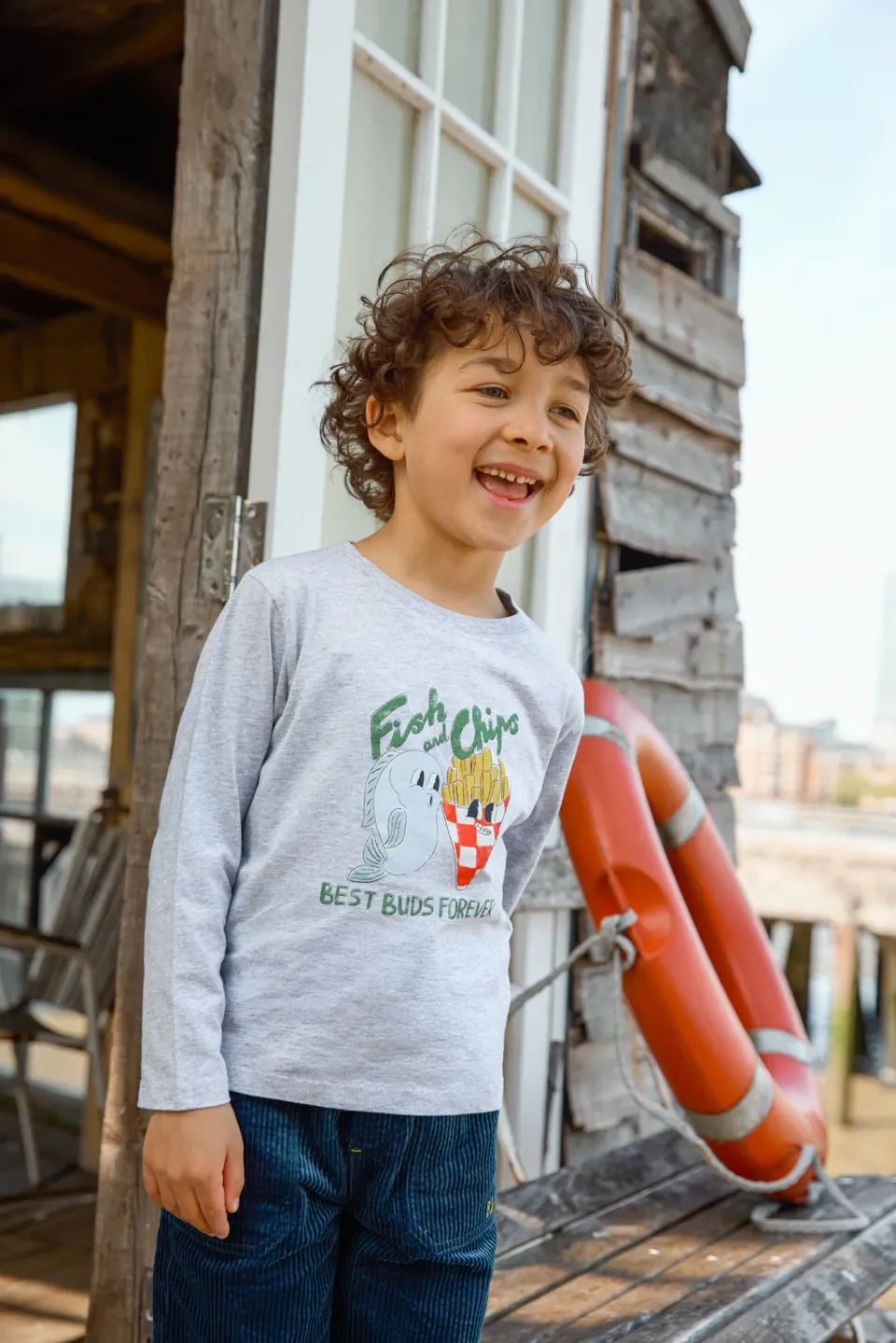 Bonton Taxo Fish Chips T-shirt grå til børn