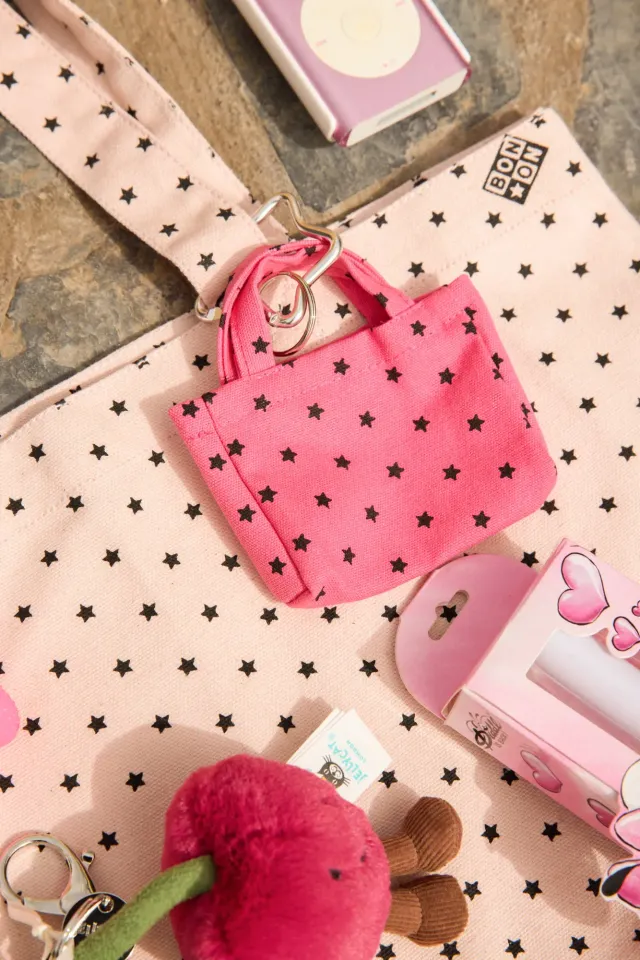 Bonton Cabas Rose Blush nøglering mini taske rosa