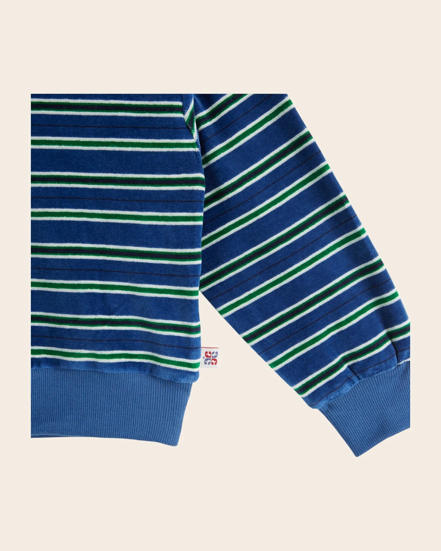 Emile et Ida Velours Blå Grøn sweatshirt stribet bomuld
