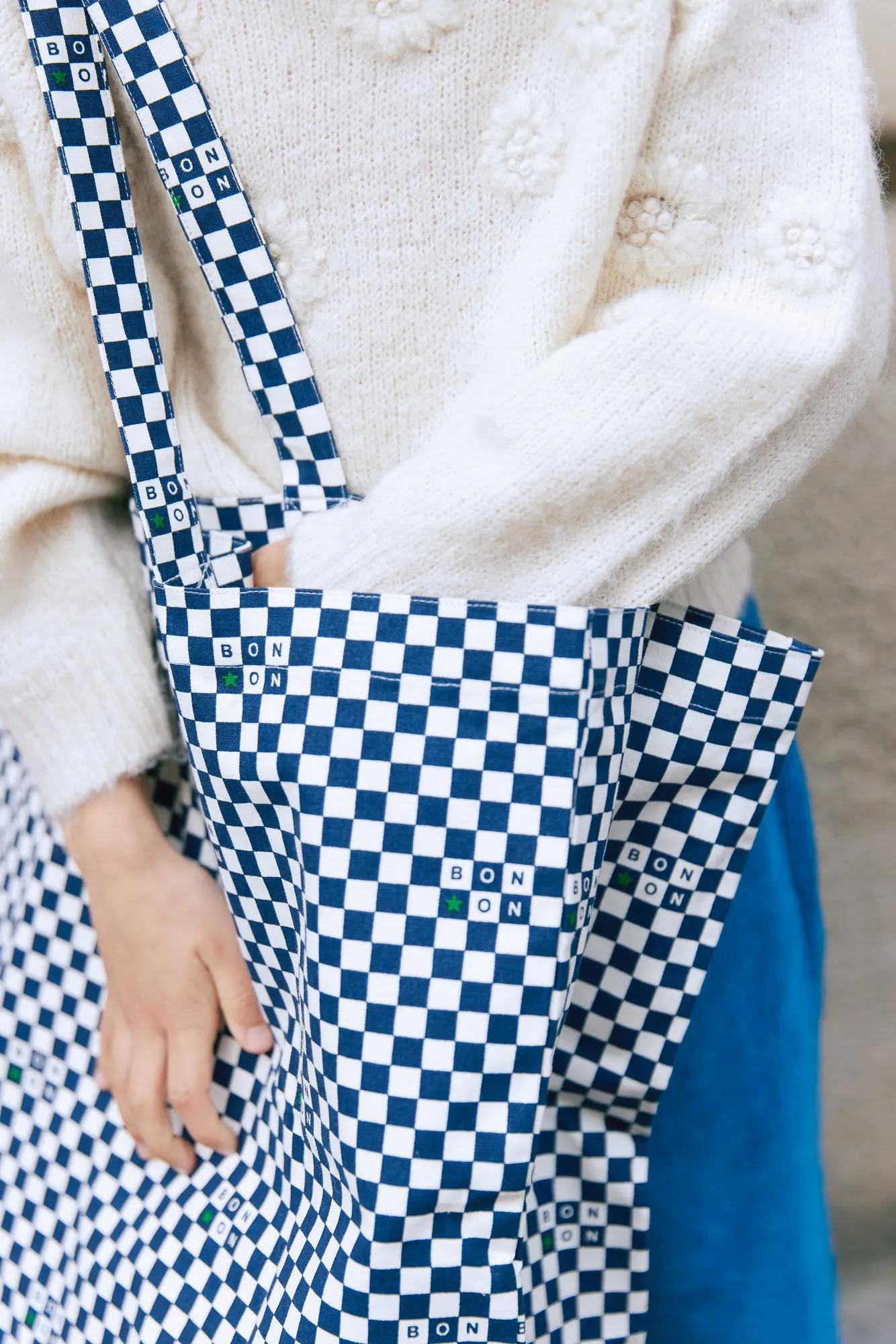 Bonton Jo shopper blå damier TU