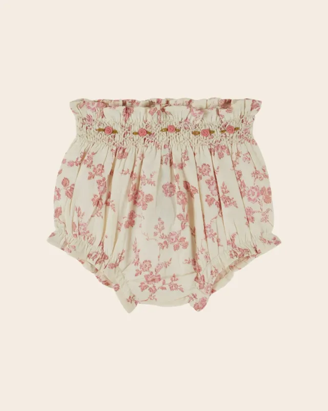 Emile et Ida Smocké fleuri bloomers ecru rosa blomstret