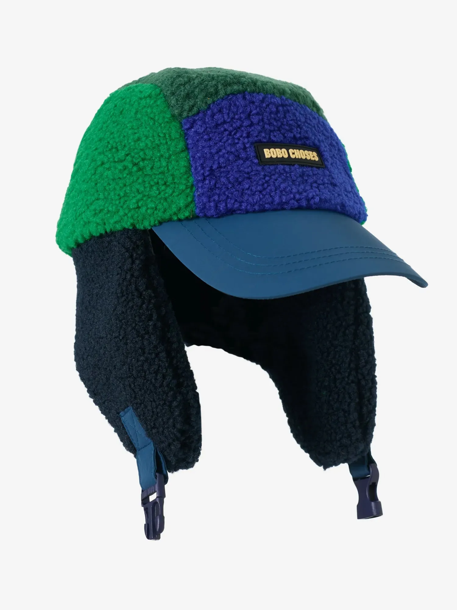 Bobo Choses All About Monsters color block sheepskin chapka navy HEAD52