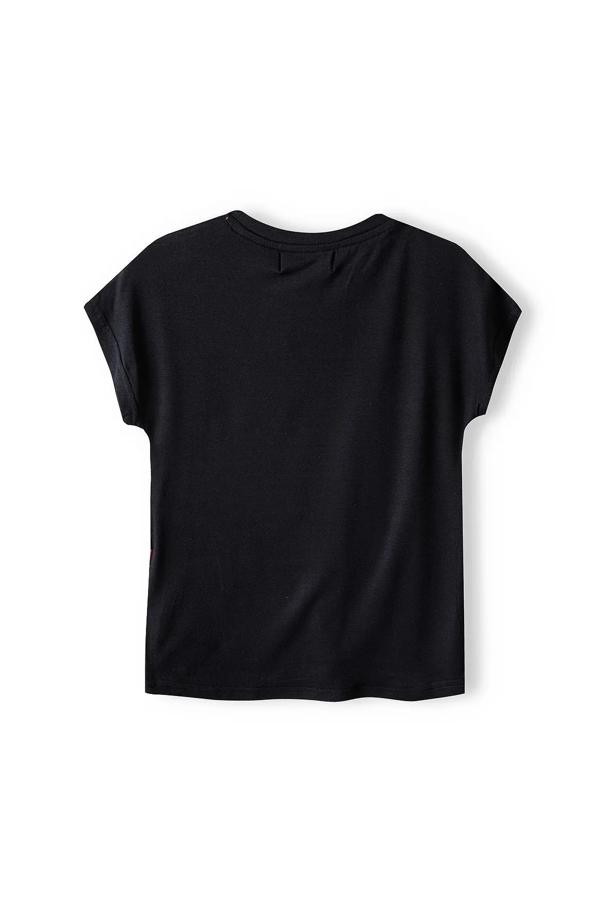 Minoti 38357 t-shirt sort pink skrift