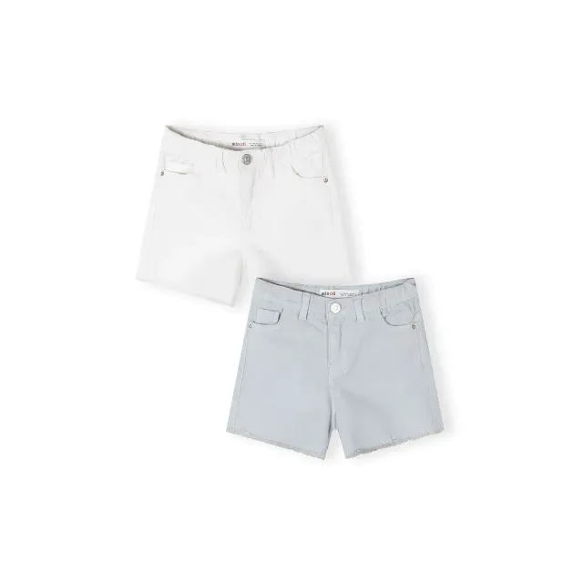 Minoti 44924 shorts 2-pak hvid lyseblå piger
