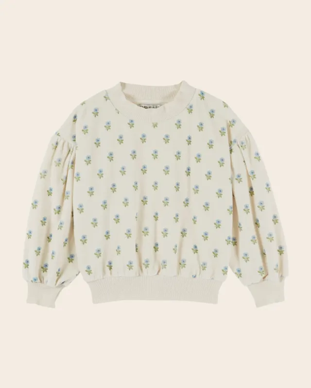 Emile et Ida Velours fleuri sweatshirt ecru blomstret