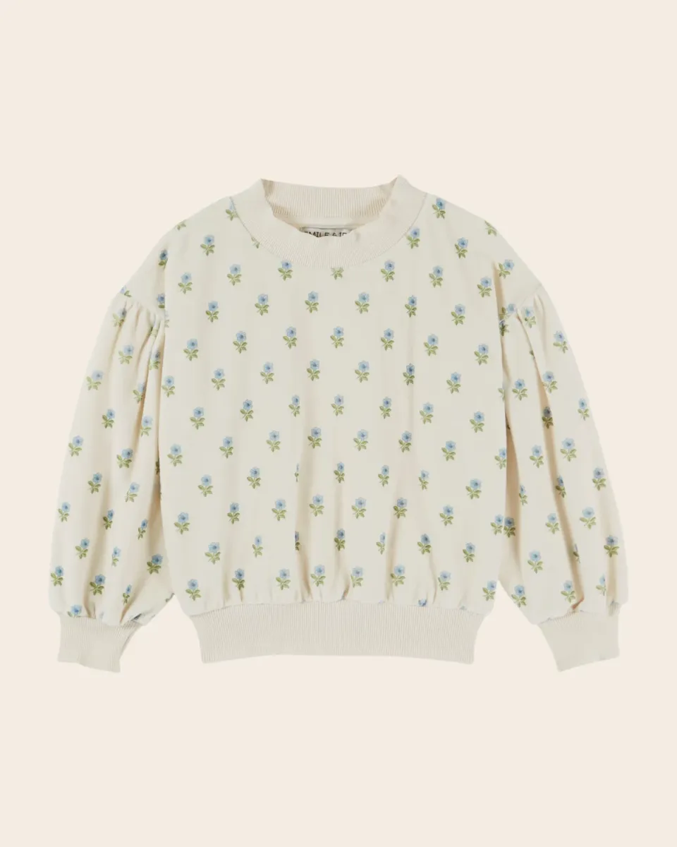 Emile et Ida Velours fleuri sweatshirt ecru blomstret