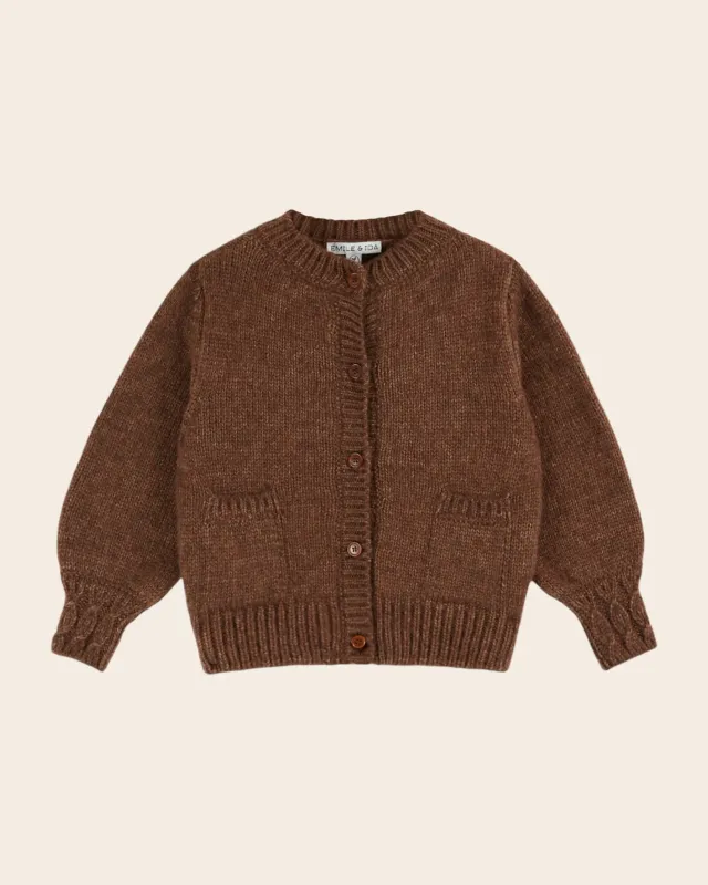 Emile et Ida Ultra doux marron cardigan brun merinould