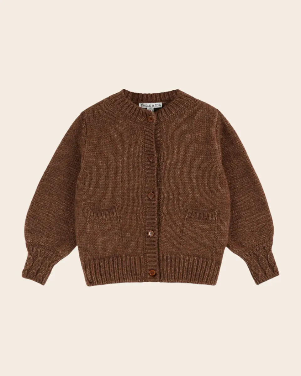 Emile et Ida Ultra doux marron cardigan brun merinould