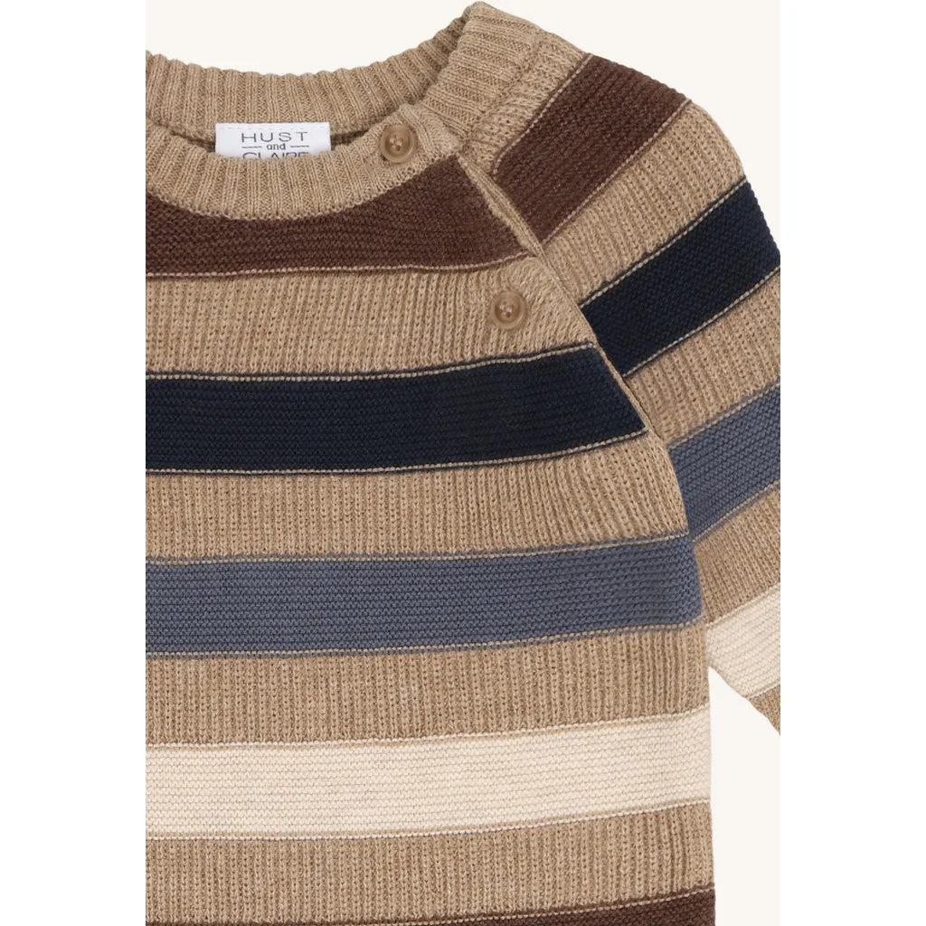Hust & Claire HCMill Stripe heldragt Biscuit økologisk