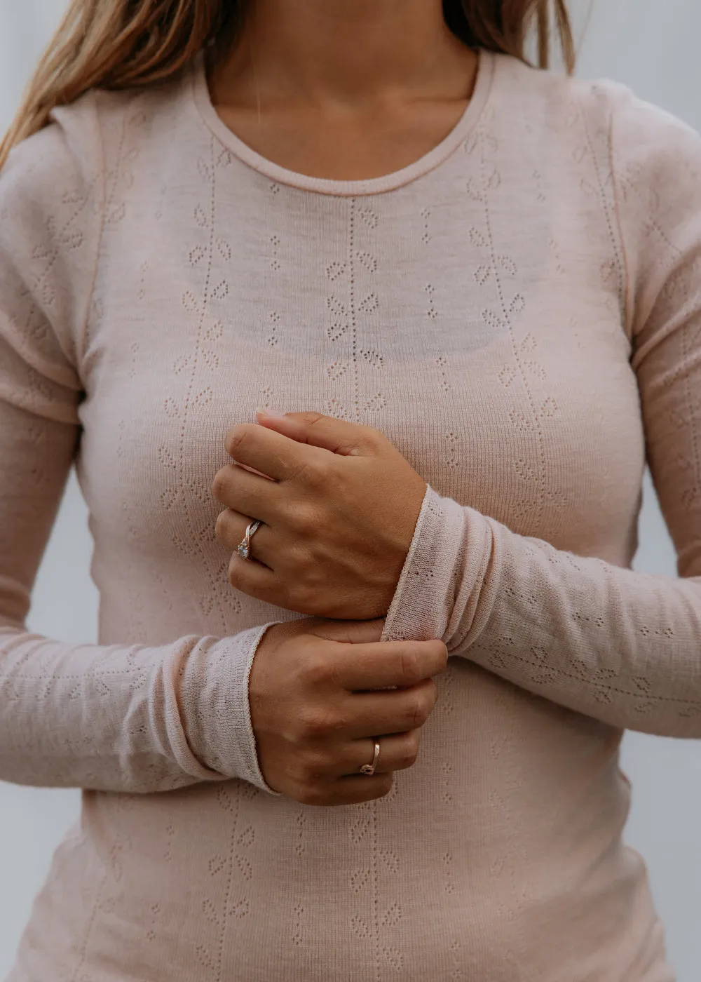 MarMar Tamra W Uld T-shirt Burnt Rose pointelle