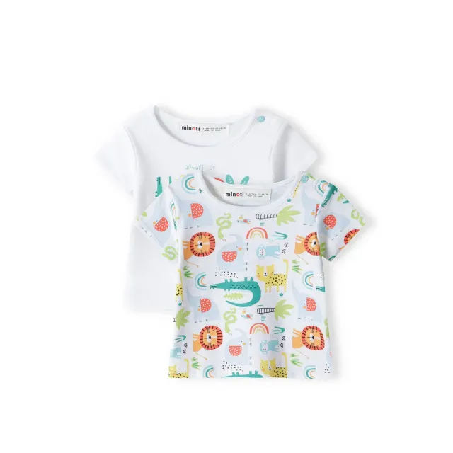 Minoti 38025 t-shirts 2-pak hvid dyreprint