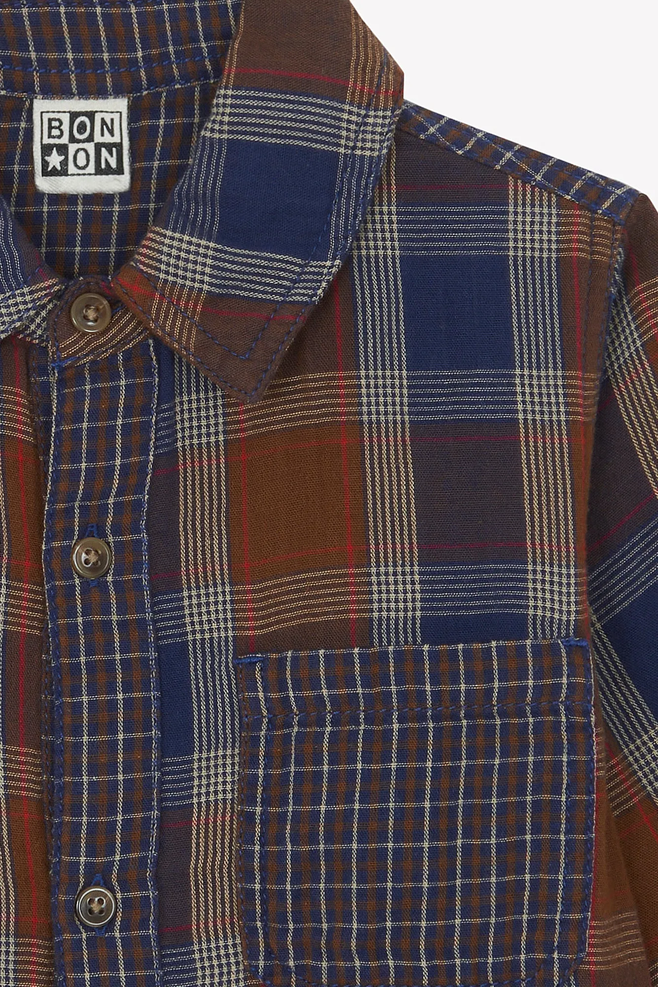 Bonton Paname skjorte ternet barn knapper