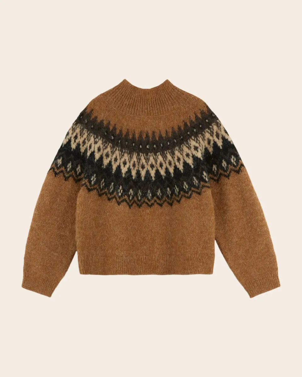 Emile et Ida Ecrin pullover karamel jacquard uld