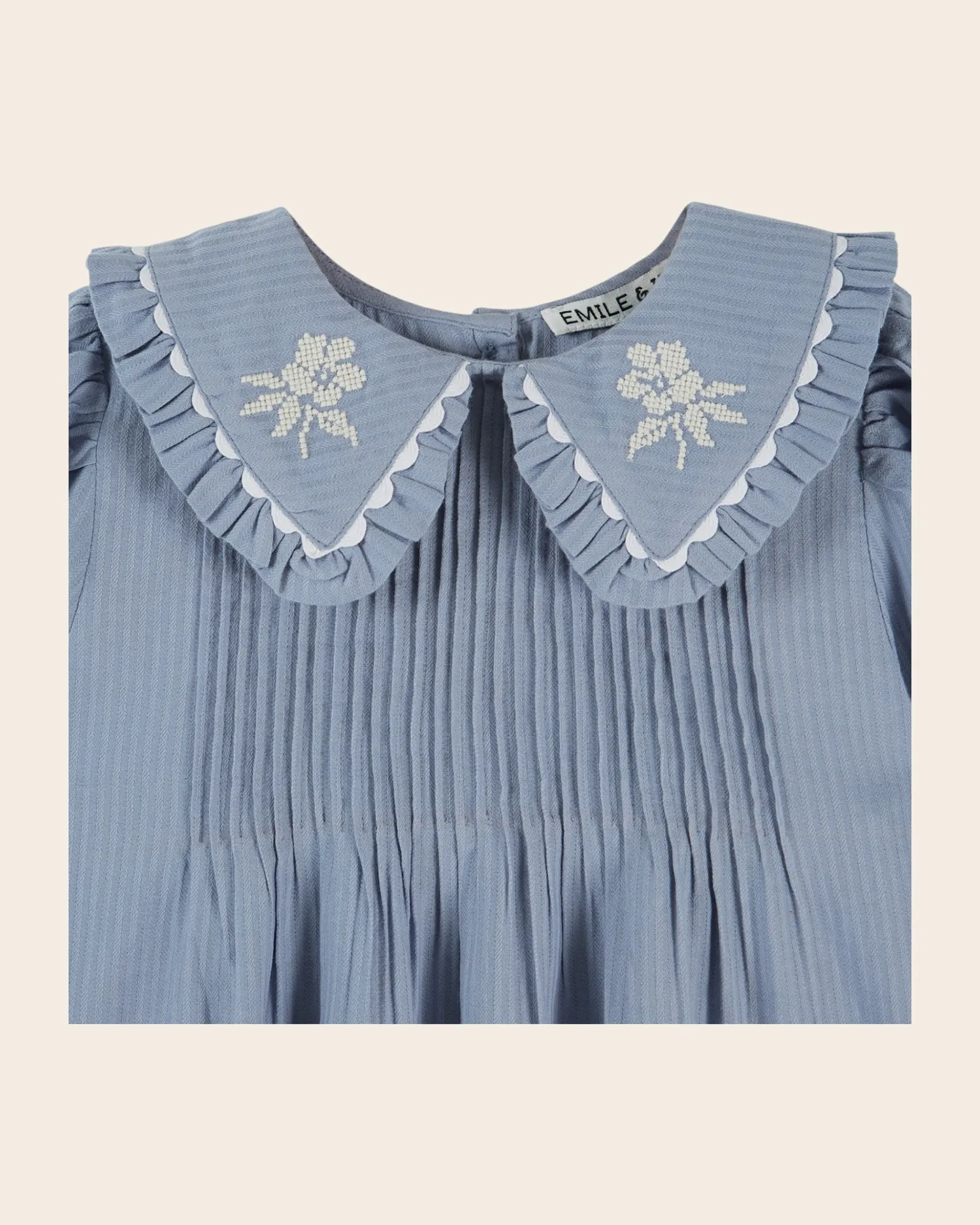Emile et Ida Blouse bluse blå bomuld broderi