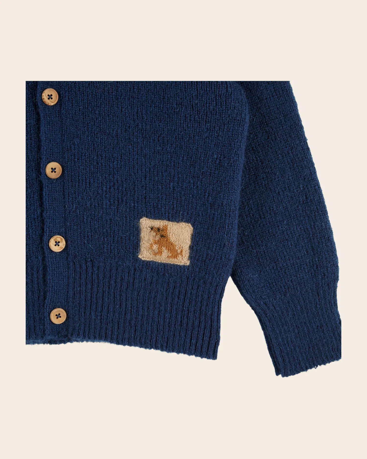 Emile et Ida Patch cardigan mørkeblå uld
