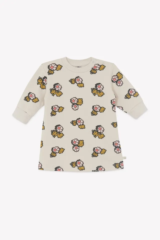 Bonton Smilydress kjole blomstret bomuld ecru