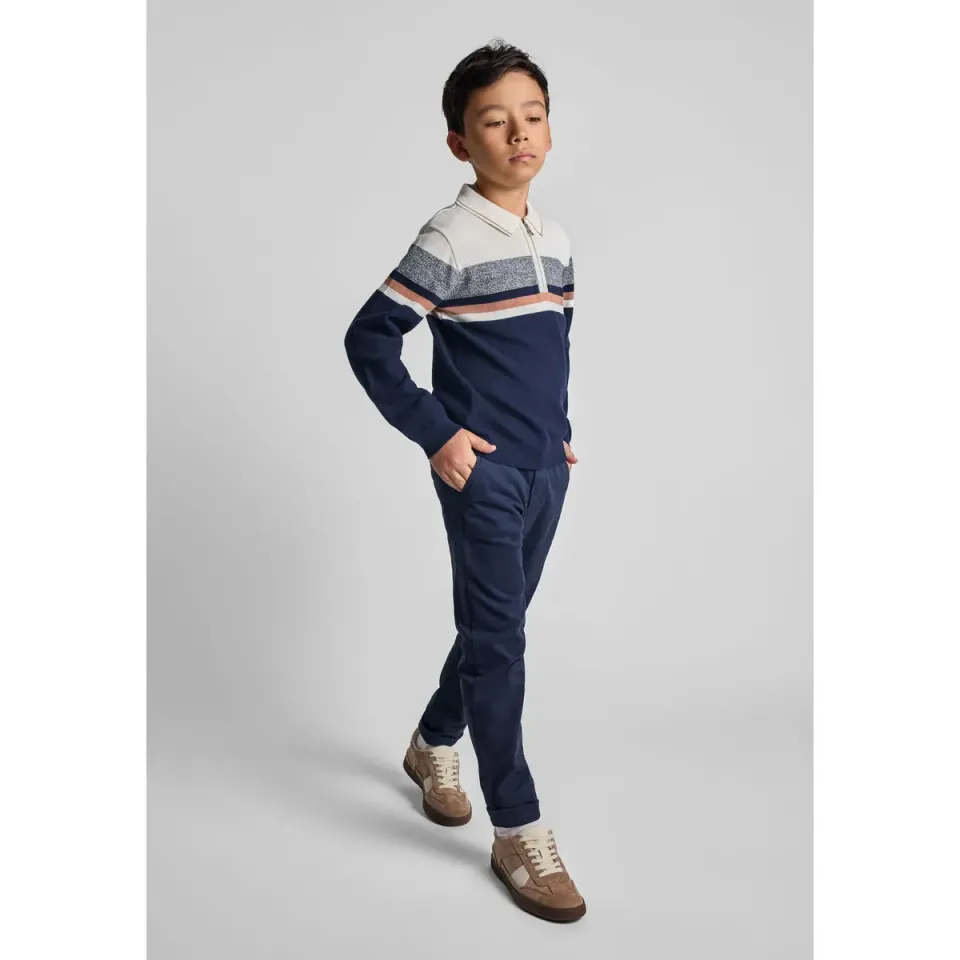 Minoti stribet pullover til drenge creme bomuld