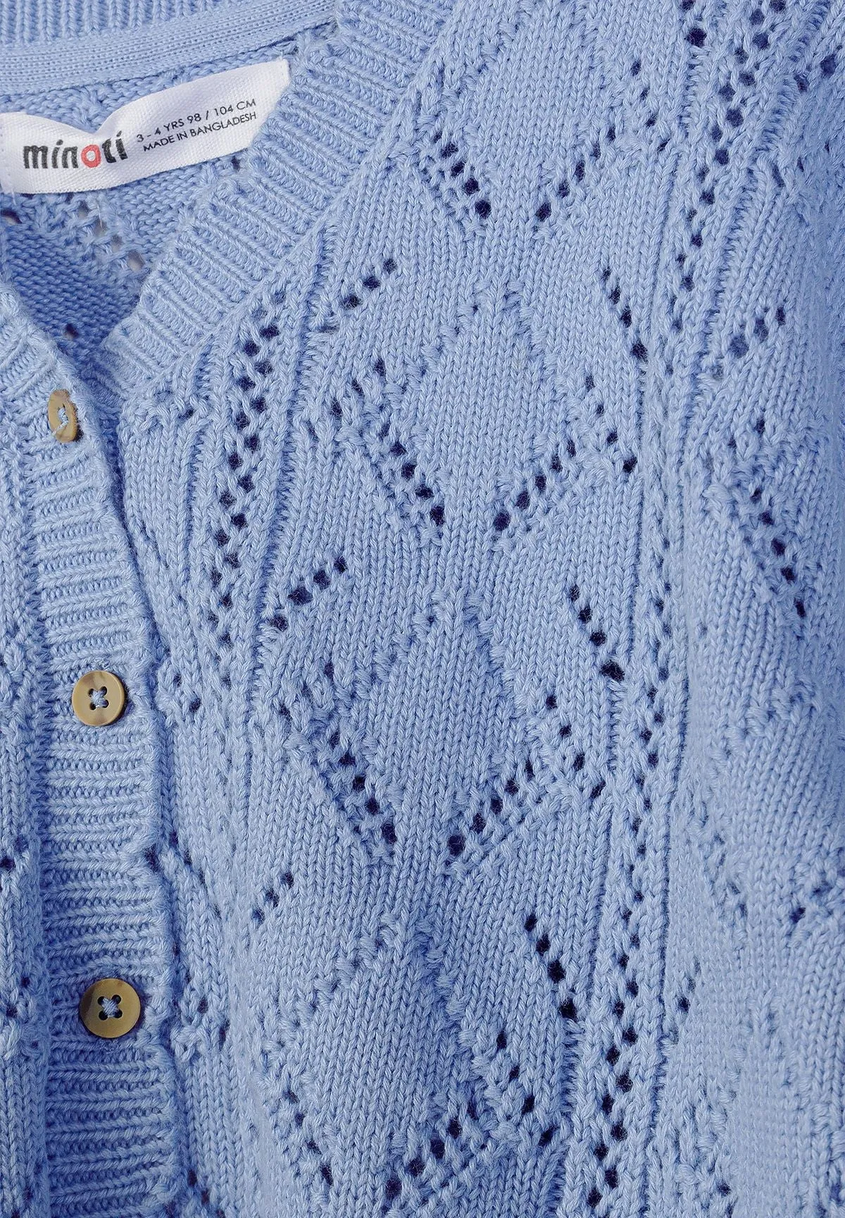 Minoti 44704 strikcardigan til piger lyseblå