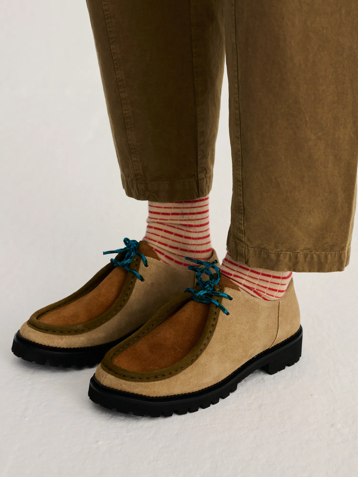 Bobo Choses Color Block Wallabee sko 36 beige ruskind