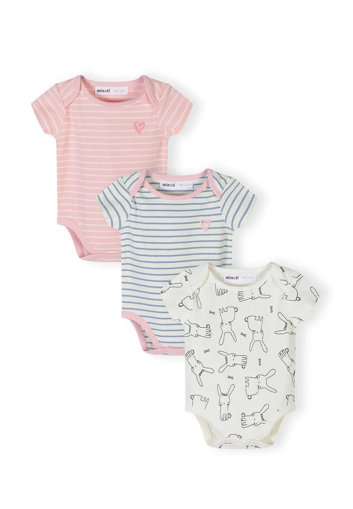 Minoti 44543 rib body til piger 3-pak rosa