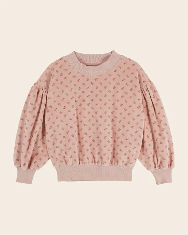 Emile et Ida Velours fleuri sweatshirt rosa