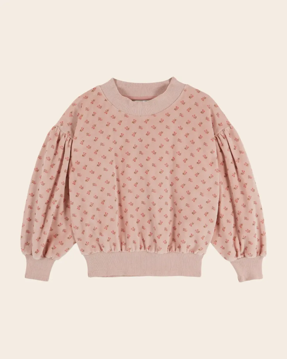 Emile et Ida Velours fleuri sweatshirt rosa