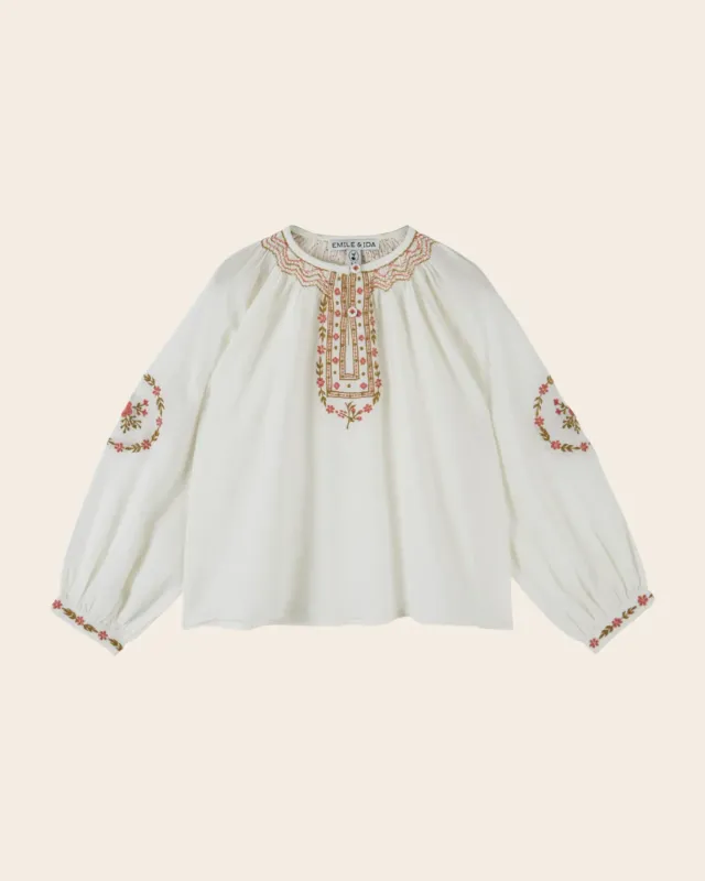 Emile et Ida bluse ecru broderet
