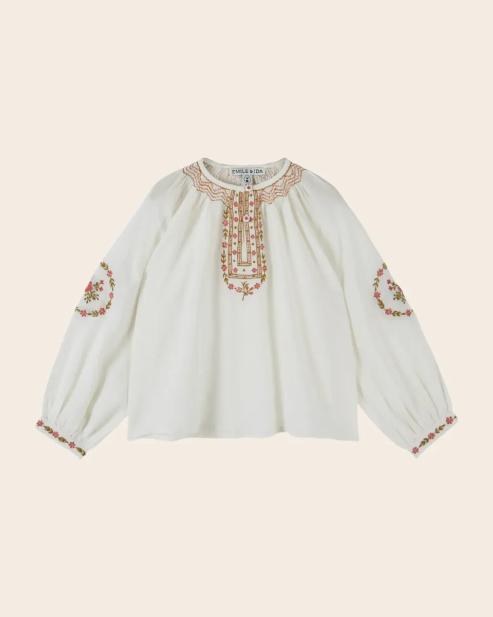 Emile et Ida bluse ecru broderet
