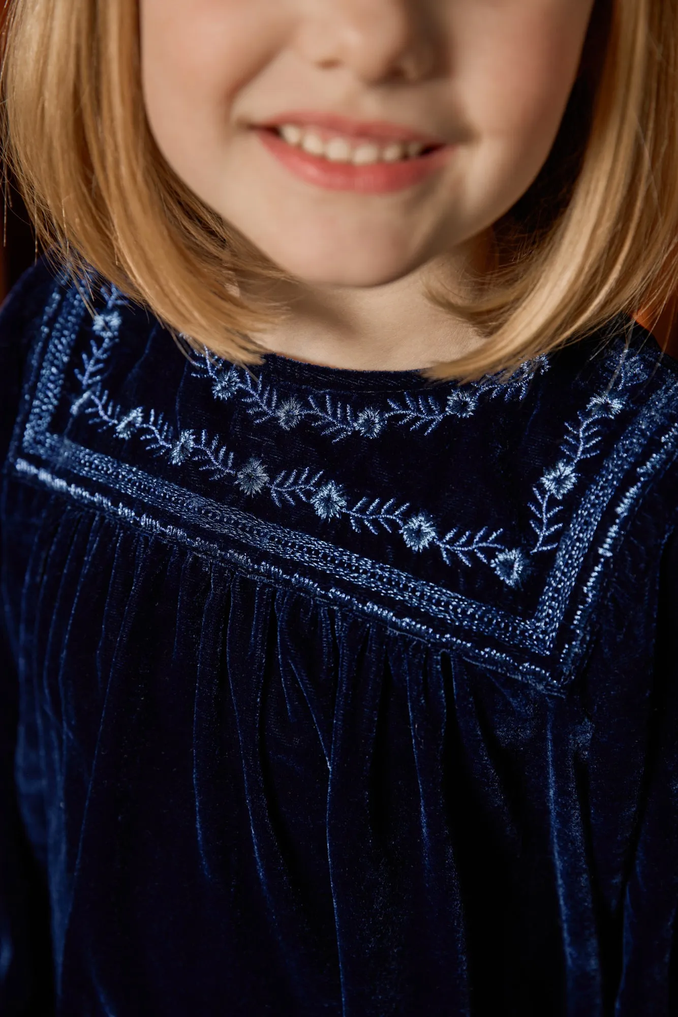 Bonton Pimousse Sailor Blue kjole blå velour