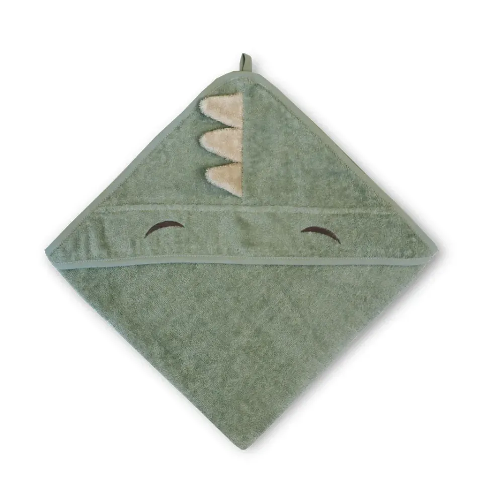 nuuroo Aki håndklæde baby Light green Dino 70x70 øko