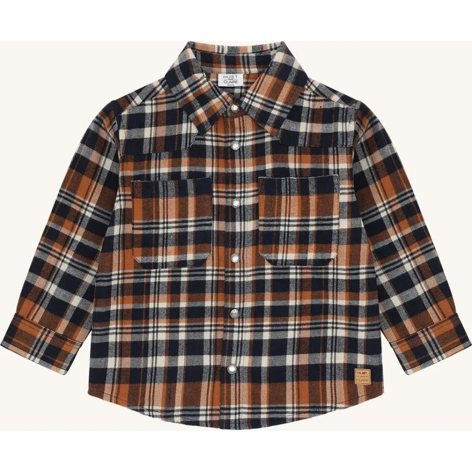 Hust & Claire HCRavn Urban Check skjorte more navy bomuld