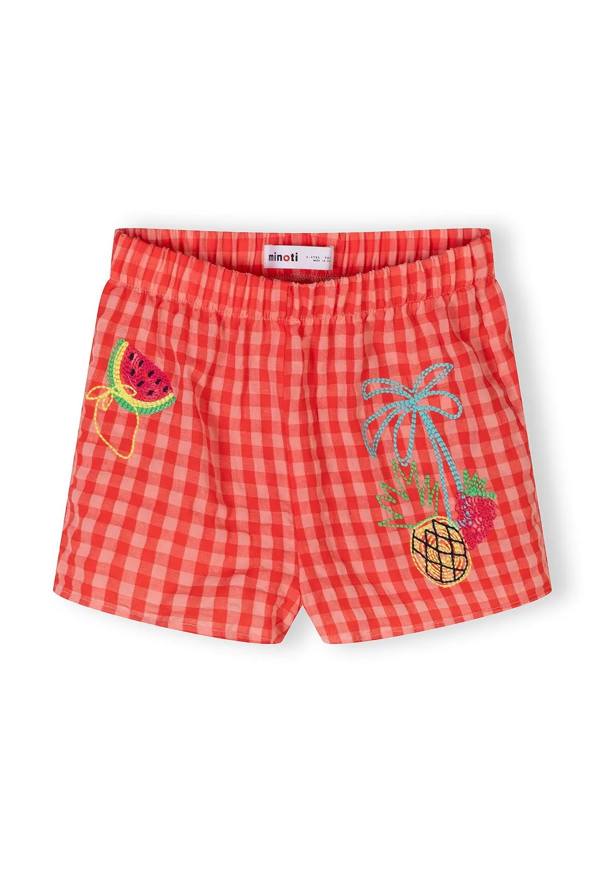 Minoti 44688 shorts-sæt rød tern til piger