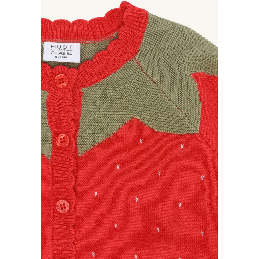 Hust & Claire HCCilja Strawberry cardigan Poppies bomuld