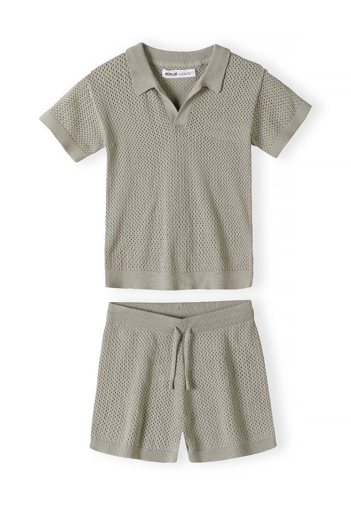 Minoti 44722 shortsæt polo khaki bomuld baby