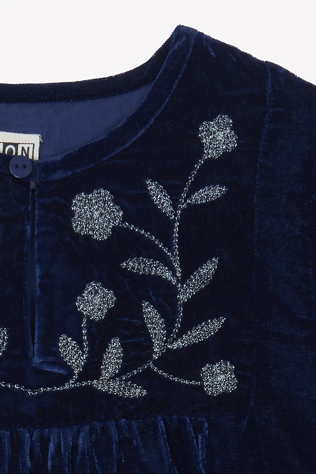 Bonton Daisy kjole blå broderi sølv junior