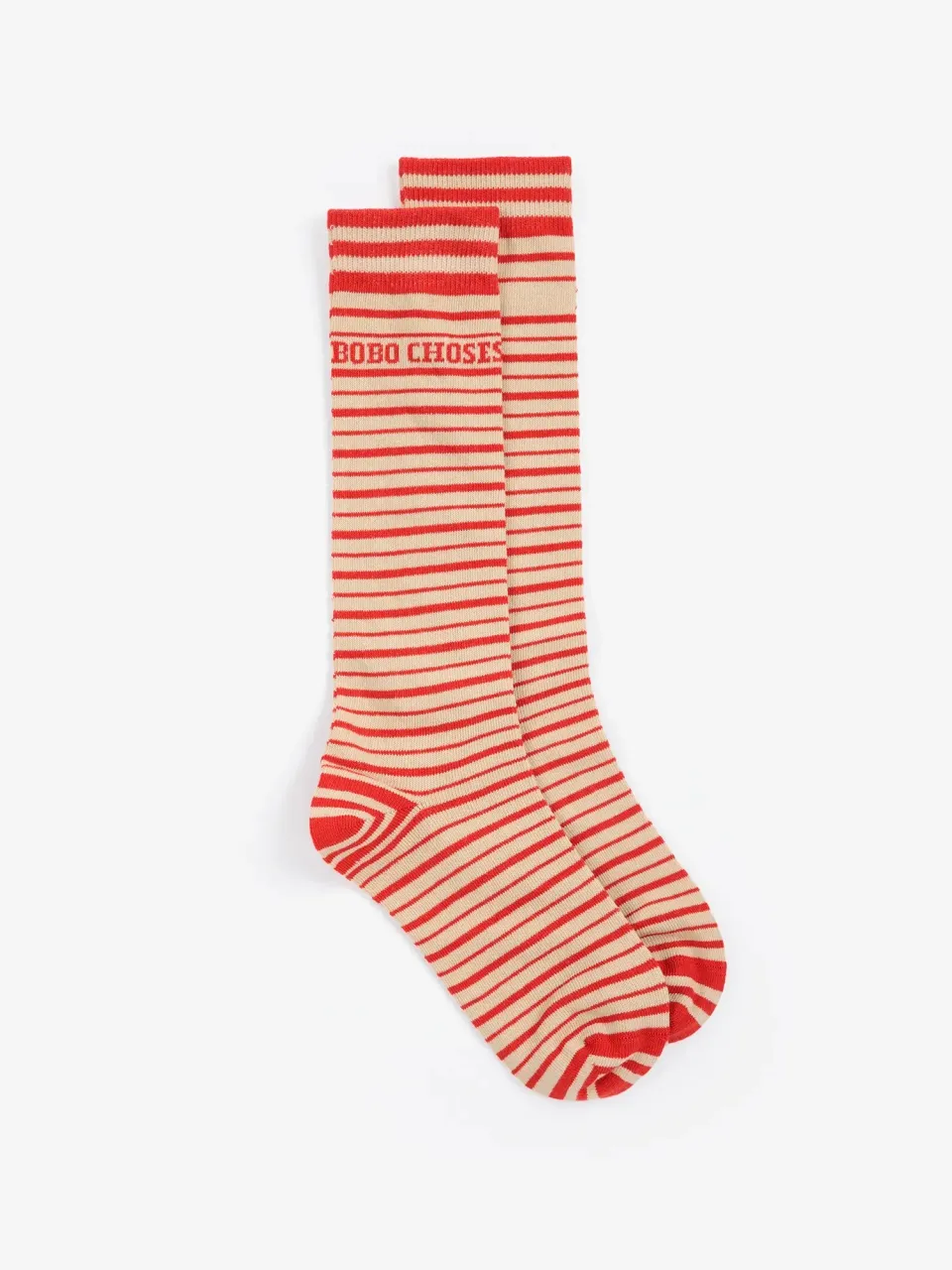 Bobo Choses All About Monsters Stripes Extra Long strømper rød bomuld